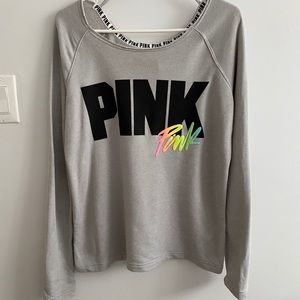 vs pink | crew neck sweater - gray ♡